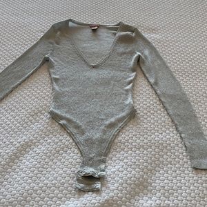 NWOT Victoria’s Secret Silver Metallic Bodysuit